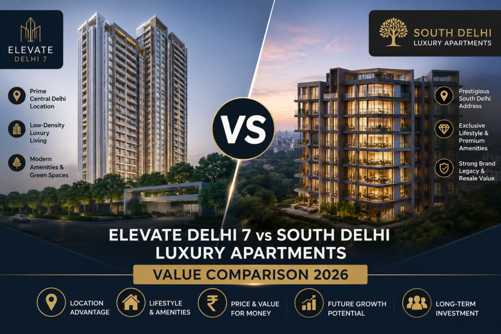 Elevate Delhi 7 vs South Delhi Luxury apartments: Value 2026