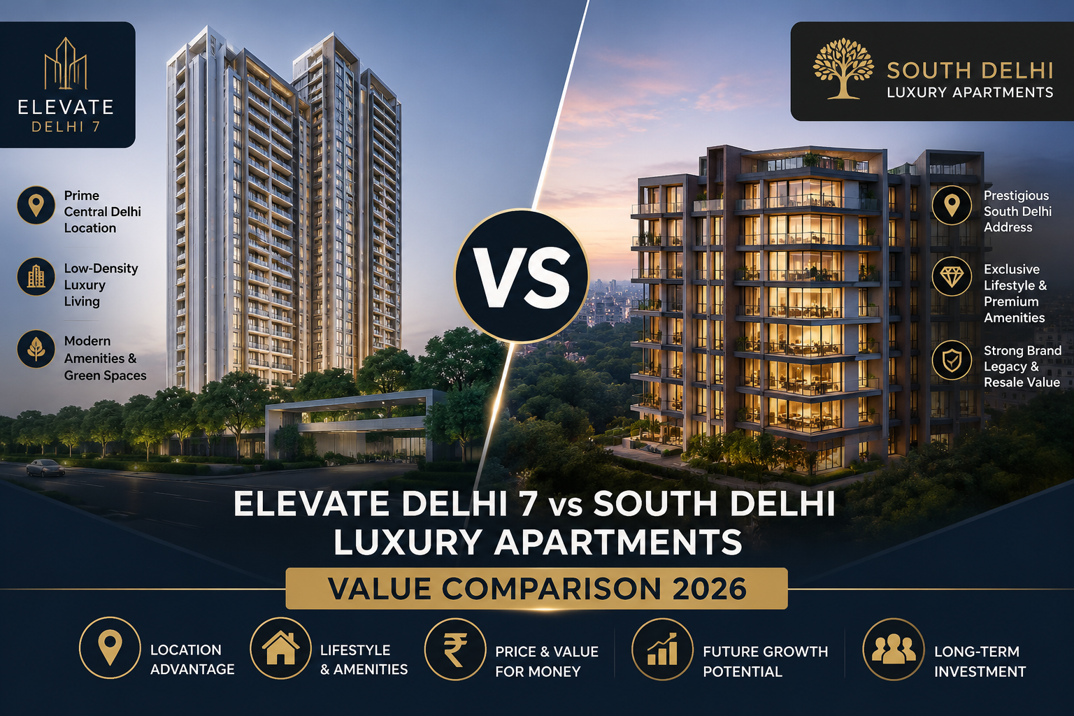 Elevate Delhi 7 vs South Delhi Luxury apartments: Value 2026